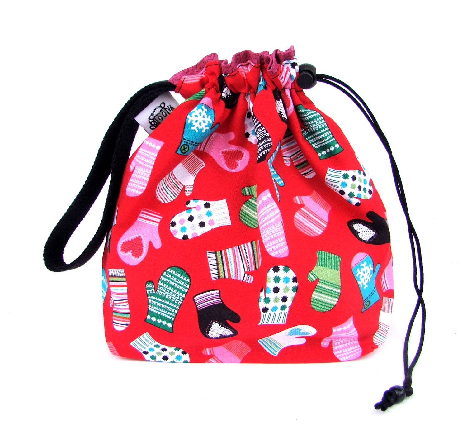 Sock Knitting Bag Drawstring Project Bag Hexipuff Small Wip Bag Crochet Supplies - Knittin Mittens