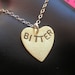 BITTER--Heart Charm Necklace, Heart Necklace, Metalwork Stamped Brass Heart, Valentines Day, Handmade, Love