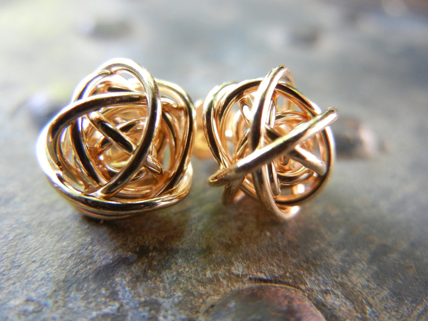 Solid 14k Gold Love Knot Earrings- 14k Gold Classic Stud Earrings- A Perfect Gift  for those that are forever entwined in your life