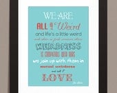MINT, Love Print, Dr Seuss Quote Weird- 8X10 - Word Art, Home Decor, Word Wall Art, Home Decorating, custom colors, orange Print,