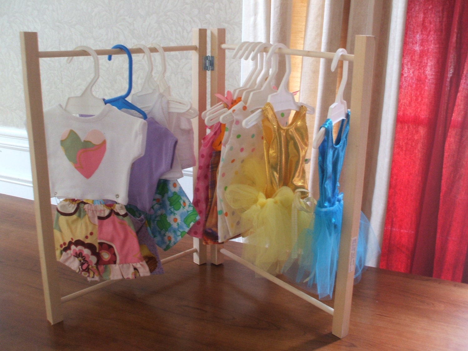 American Girl, Bitty Baby or any doll folding clothing clothes rack, portable doll closet