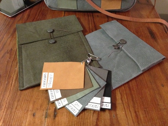Handheld Tablet Case in Leather with Button Flap, in Choice of Colors