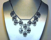 Black vintage Filigree Drops w black enameled steel chain