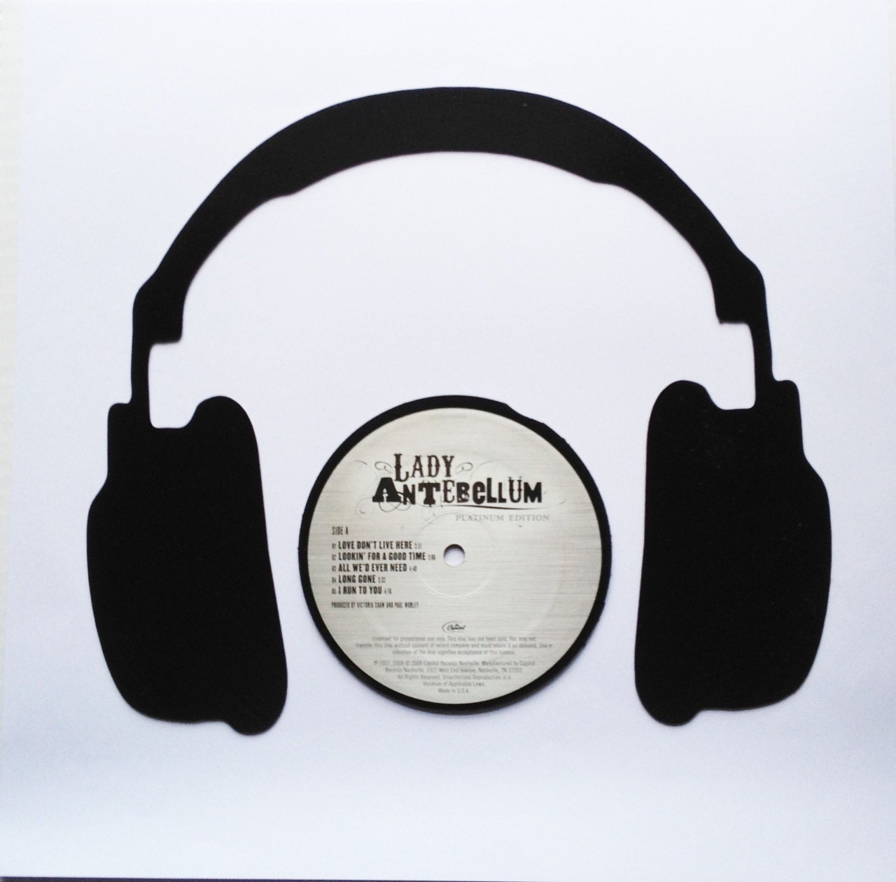 LADY ANTEBELLUM HEADPHONES  vinyl record silhouette