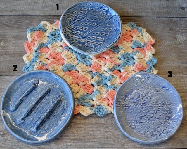 Blue Pottery Soap Dishes