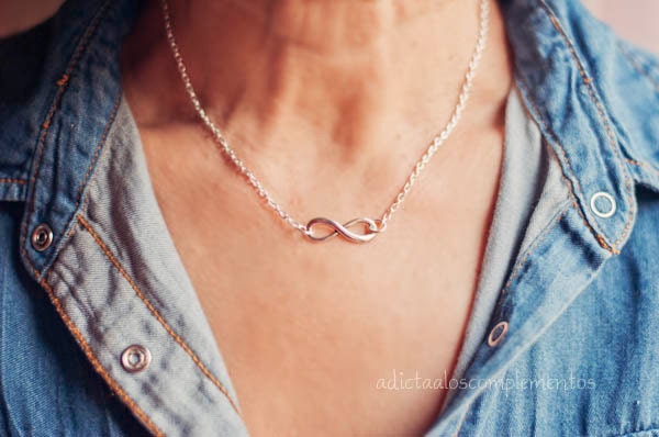 Necklace Infinity, everyday jewelry, silver love, eternity necklace