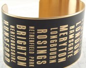 Pemberley - Typography Poster Style - Pride and Prejudice - Black Literary Brass Cuff - Subway Sign