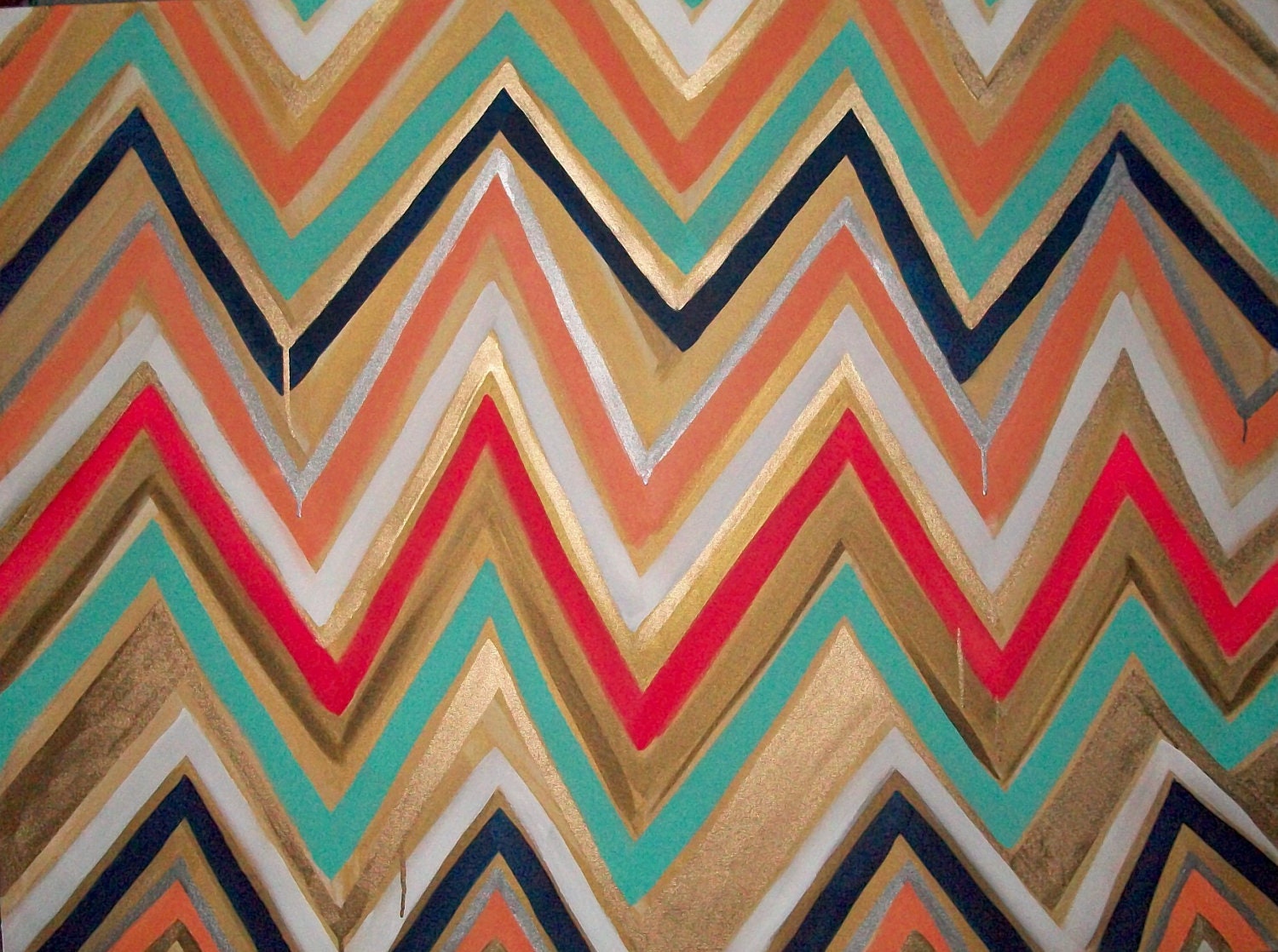 Goldie Original ikat chevron 48x36 Painting by Jennifer Moreman