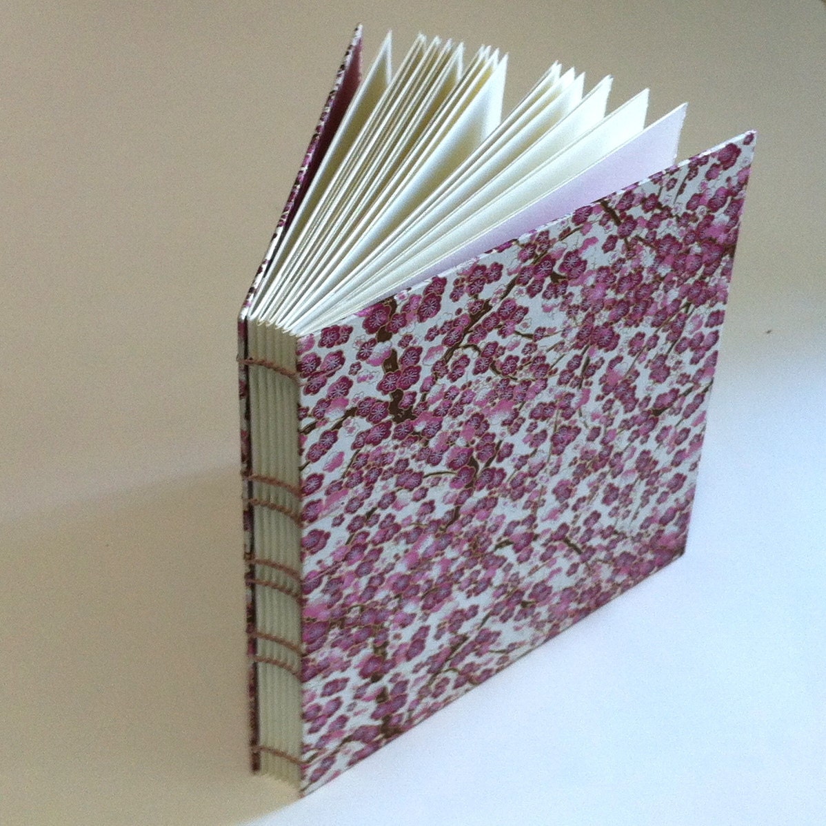 Handmade Photo Album, Cherry Blossoms in Plum, Wedding Guest Book, Wedding Album, Ready To Ship