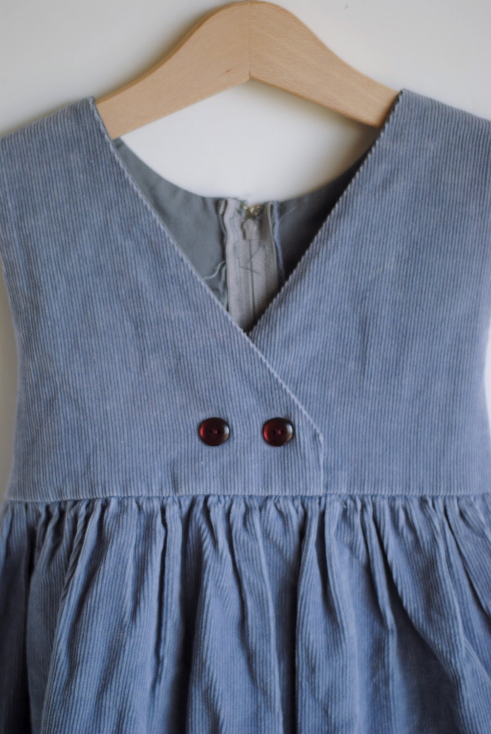Vintage Little Girl Jumper - Gray Corduroy APPLE (4T)