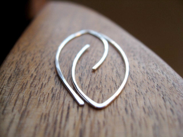 sterling silver earrings. eco friendly jewelry. open hoops. modern drop. splurge