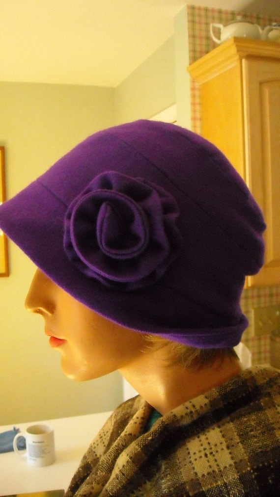 Cloche Hat Violet Purple Wool Women
