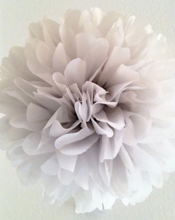 NEW / Dove Gray ... 1 tissue paper pom // weddings // silver anniversary // bar bitzvah // graduation // party decorations Il_570xn