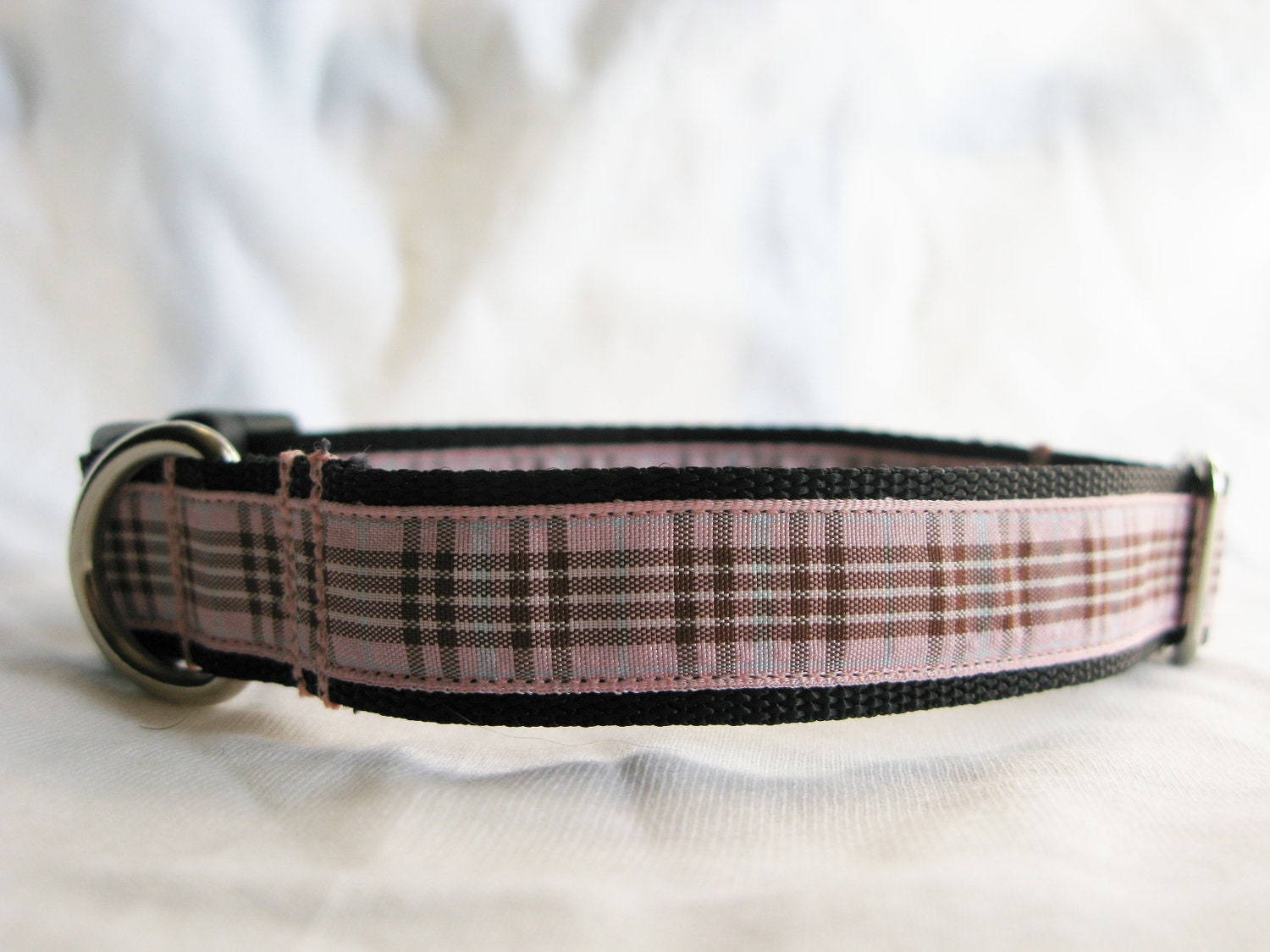 Pink Plaid Tartan Dog Collar