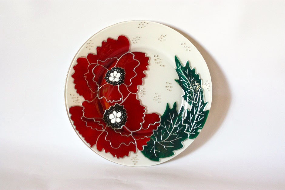 Handmade Glass Painting Plate - Decorative Art - Ready to ship