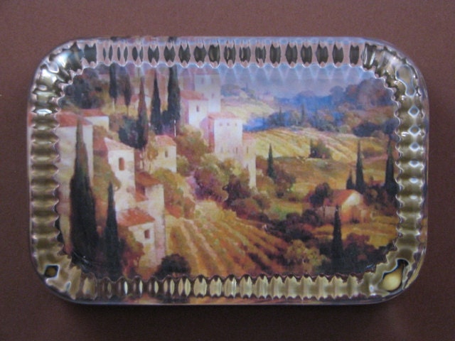 Home Decor Italian Countryside Landscape Painting Heirloom Rectangle Glass Paperweight