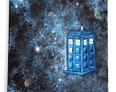 TARDIS in Space 12X12 Original Painting