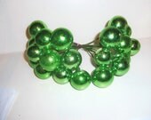 Vintage MERCURY GLASS Green Bead Wire Christmas Tree Ornament 1950's Japan Craft Pick