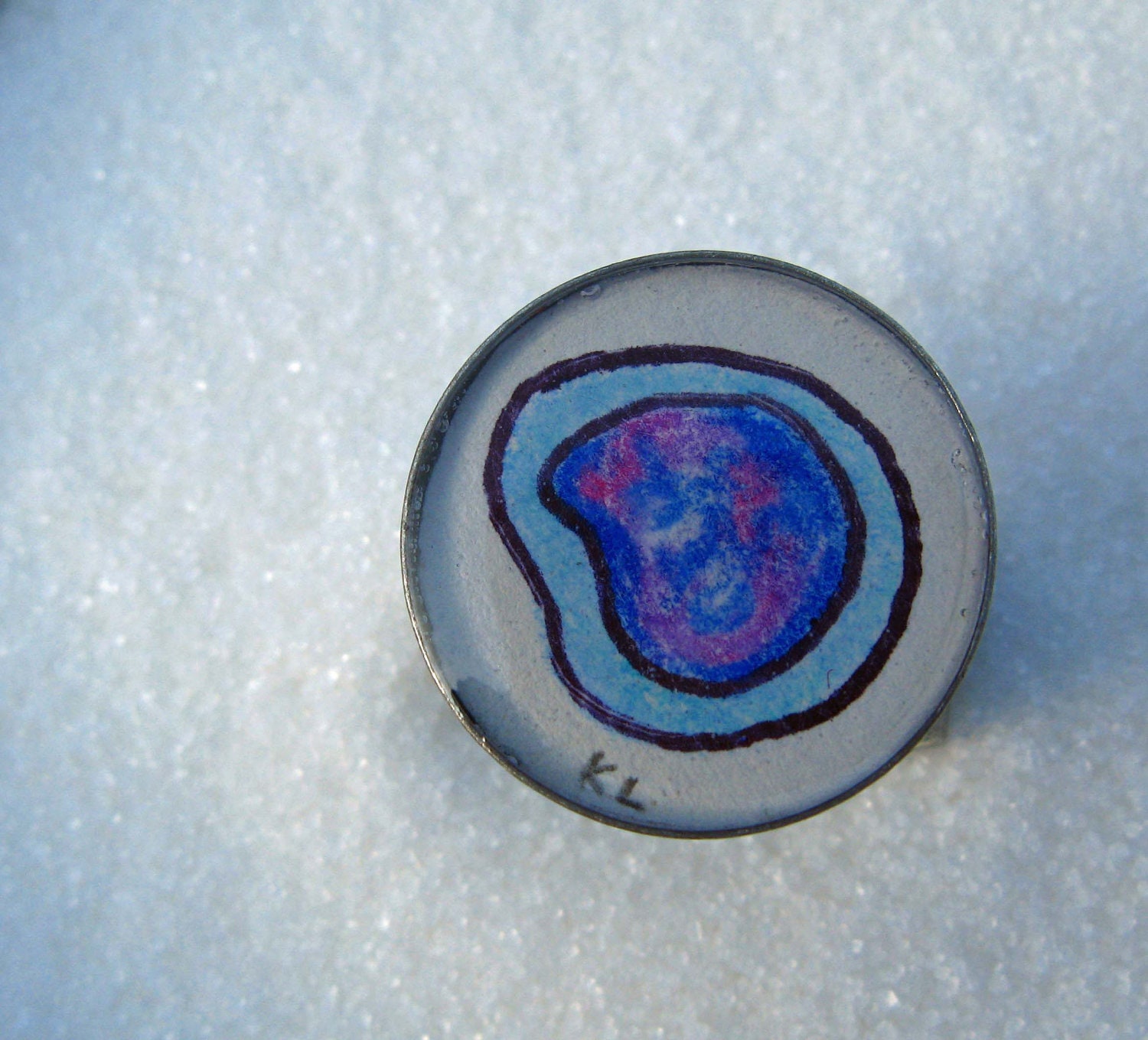 Original Illustration of a Healthy Lymphocyte. Adjustable Ring. Art. Jewelry.