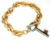 Vintage Key Bracelet with Brass Chain