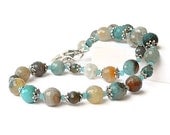 Blue and Brown Agate Necklace