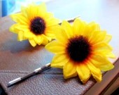 Yellow Mini Sunflower Bobby Pins - Set of 2