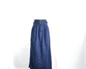 1980s Vintage Safari Midi  / High Waist with Double Buckles / Medium