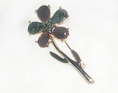 Vintage Goldtone Enamel Flower Brooch