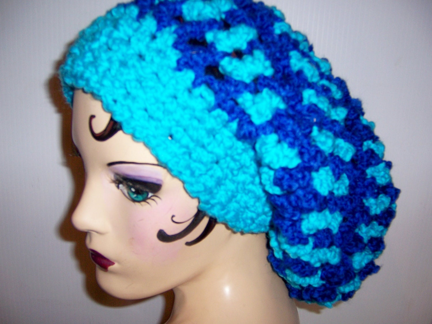 BOHEMAN BLUES Beret Handmade Crochet Witchy Warm EXTREME Slouchy Unisex Hat