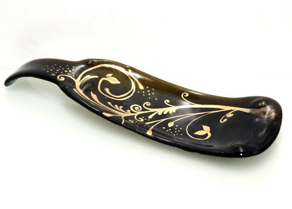brown Recycled Curved Wine Bottle Tray, golden retro pattern