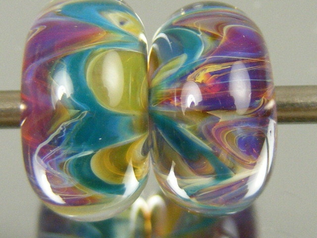 DanielsBeads Boro Lampwork Glass Beads Pair for Earrings (2) --- Pr612