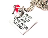Keep calm and love your soldier army  necklace