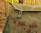 Poppies - Hand painted on a Vintage Czech Military Messenger bag.