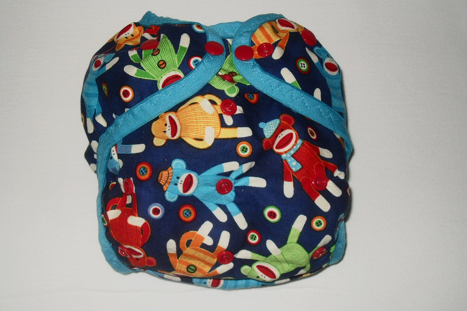 Sock Monkey one size AI2 cloth diaper cover