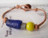 OOAK NEVILLE bracelet - beaded, leather wrap