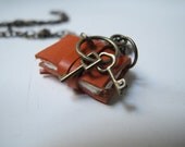 Mini book necklace, with keys for your heart