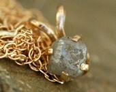 Rough Diamond in 14k Yellow Gold Necklace