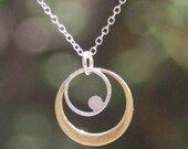 Recycled Silver and Brass Circles within Circles Necklace--The Peek-A-Boo