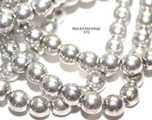 Grey Silver Druk Round Beads 6mm