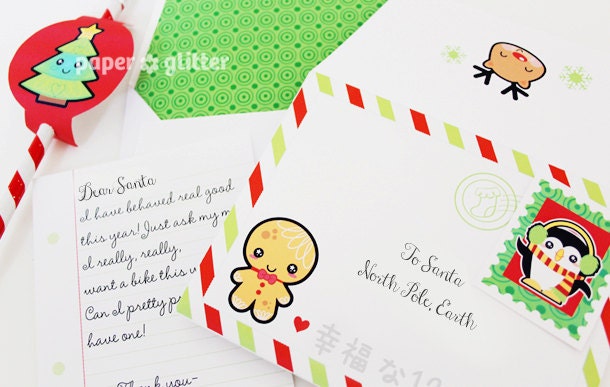 Christmas Stationery Notes and Envelope Set with circle stickers and stamps  Editable Text Feature-You type in the text to personalize 0031