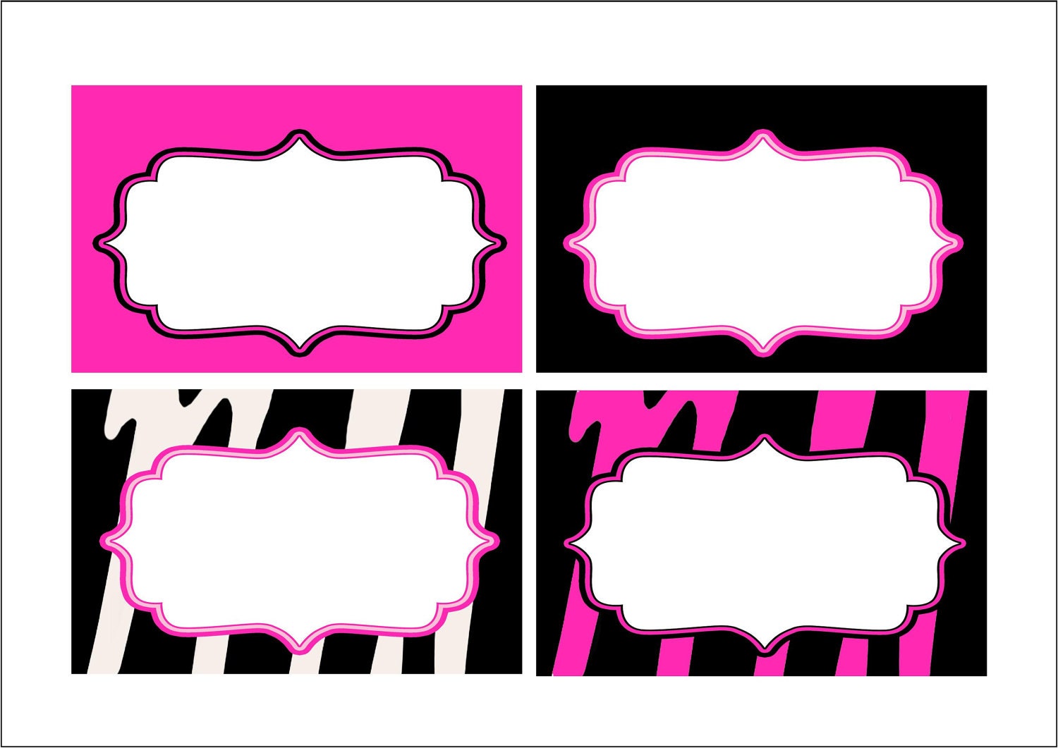 Zebra Print Table Tent - Buy 2 Get 1 FREE - Digital DIY PRINTABLE Hot Pink Party Decorations Sign