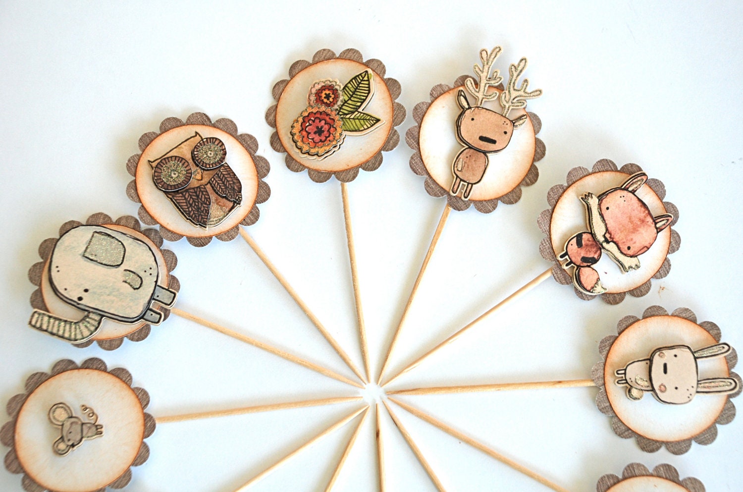 Glittery Woodland Pals - Cupcake Toppers