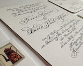Wedding Calligraphy Invitation Letterpress with Edge Painting on Duplex Love No.82608