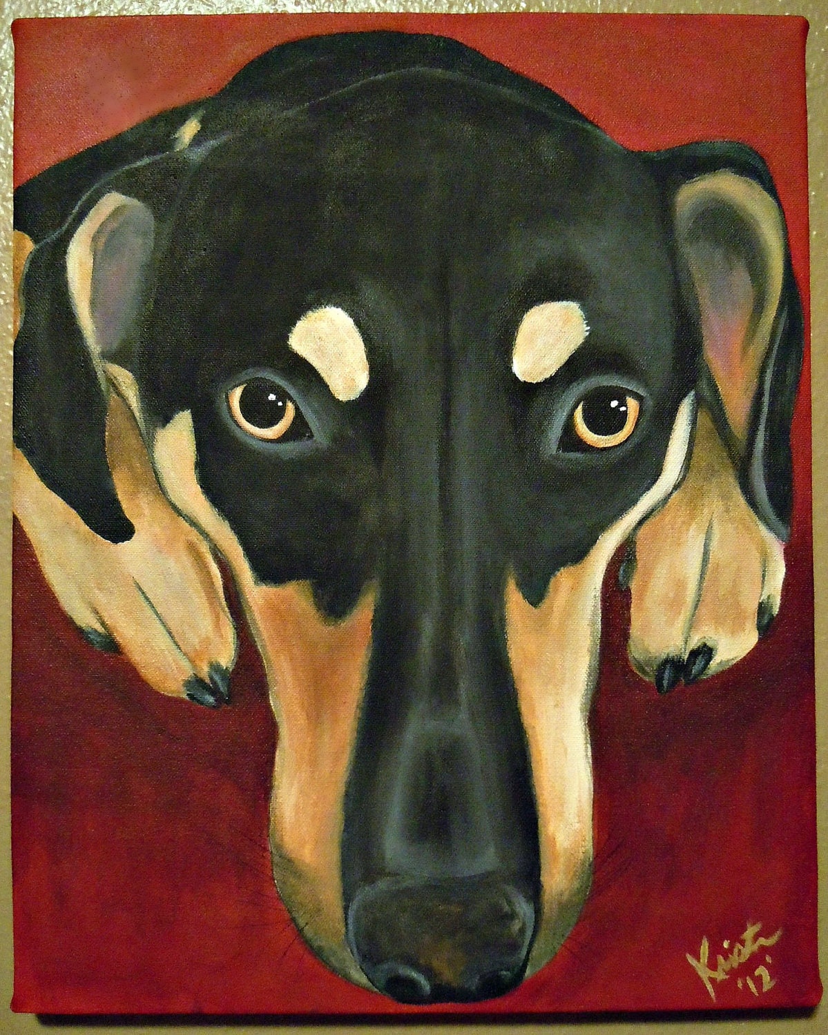 Custom Pet Portrait 11 x 14 by Kristen Dougherty-Open to see portraits next to photos