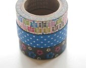 Washi Tape Set - 15mm - Combination EZ - Florals and Dots - Three Rolls Deco Masking Tape