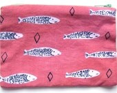 Fishes Cotton Screen Print Coin Purse