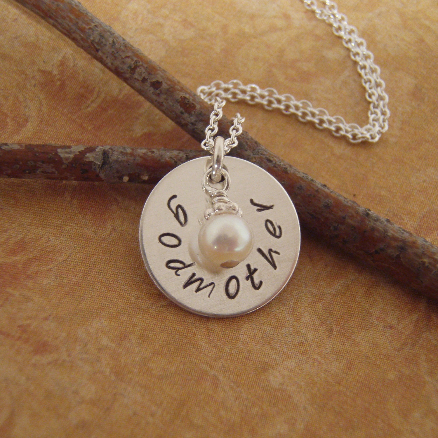 godmother necklace - sterling silver godmother necklace with pearl or genuine birthstone gemstone