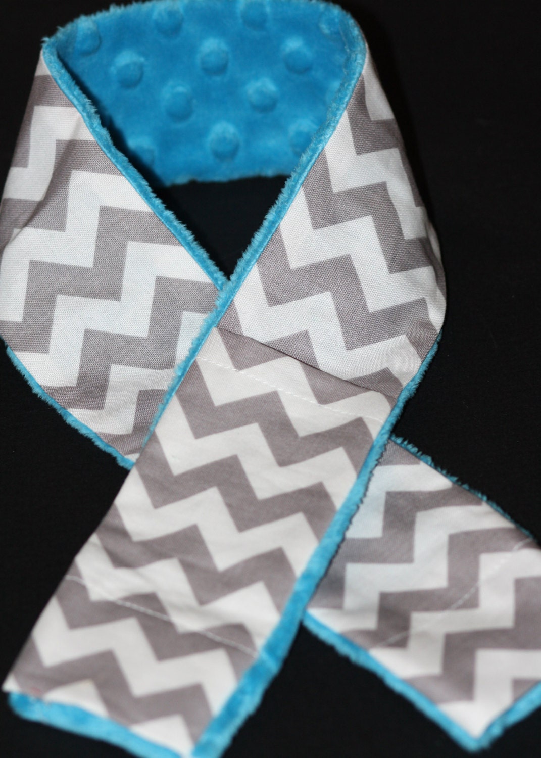 Camera Strap Slipcover Slip Cover Grey and White Chevron with Turquoise Minky  Free Lens Cap Pocket