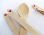 Red Heart Stamped Wooden Party Spoons Disposable and Compostable