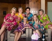 SALE 6 Kimono Crossover Robes Spa Wrap Perfect bridesmaids gift, getting ready robes, Bridal shower party favors, Wedding photo prop